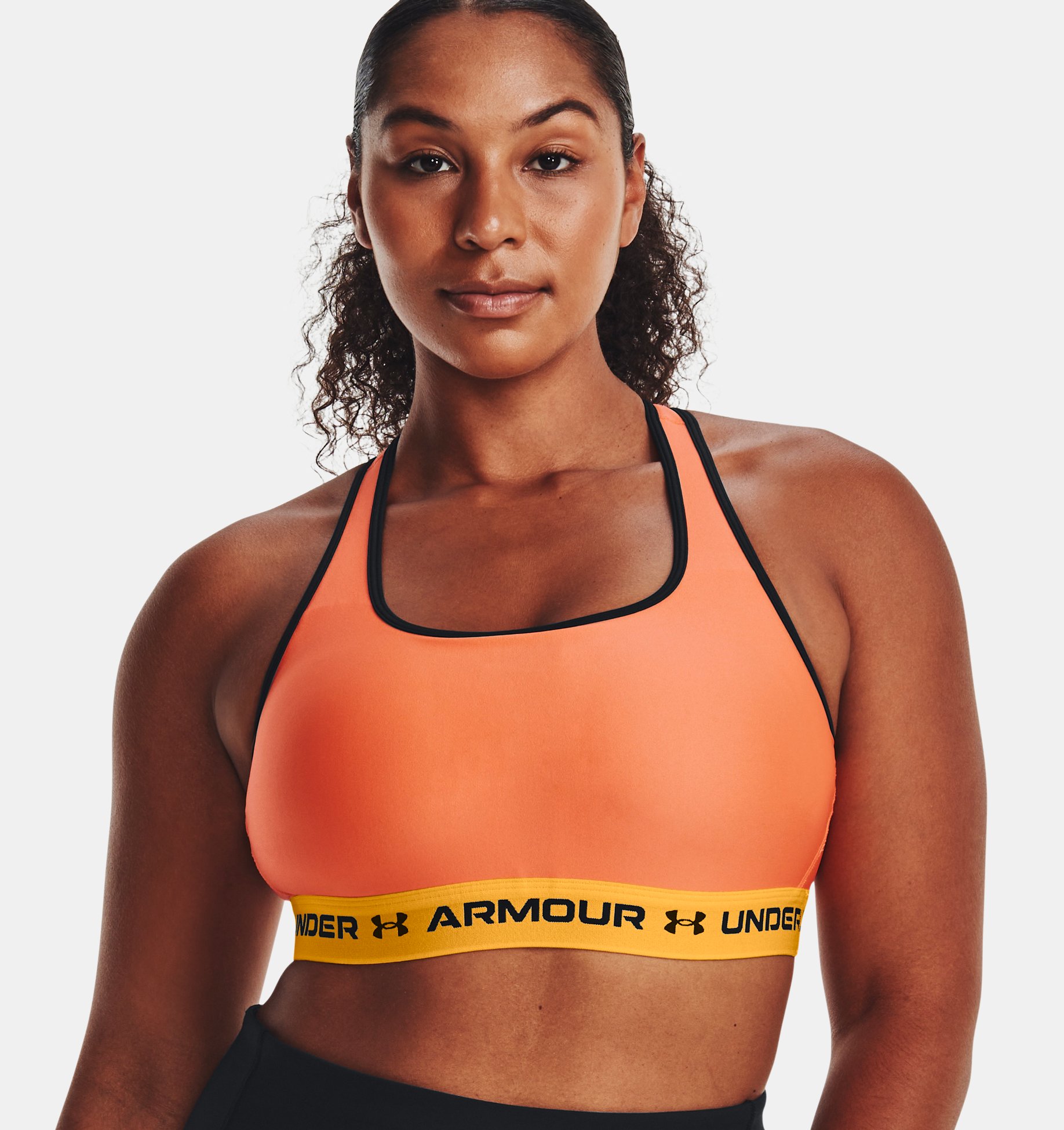 Under Armour Womens Crossback Black Ladies Mid Gym Fitness Running Sports Bra 